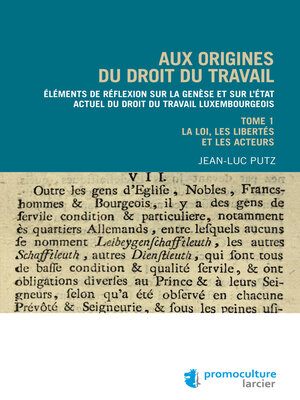 cover image of Aux origines du droit du travail – Tome 1